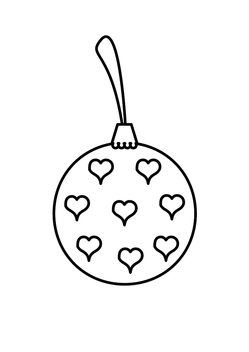 Kolorowanka bombka choinkowa w serduszka